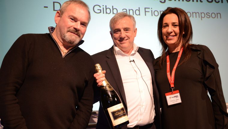 Darrin Gibb and Fiona Thompson celebrating 25 year franchise agreement anniversary with Driver Hire